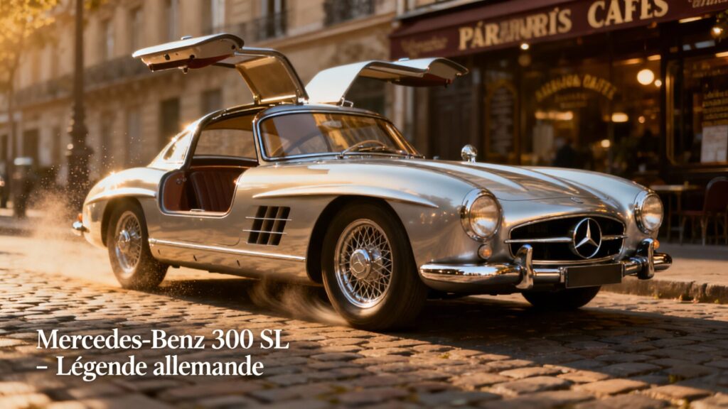 Mercedes‑benz 300 sl, icône automobile du design et de la mécanique with any text
