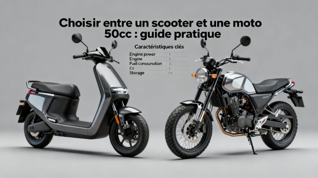 Choisir entre un scooter et une moto 50cc : guide pratique with any text