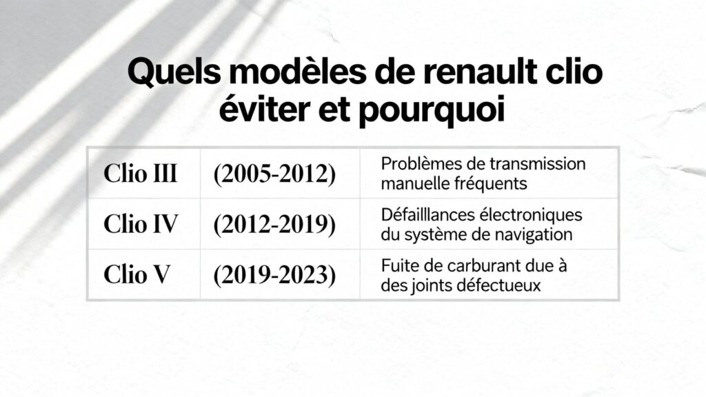 Quels modèles de renault clio éviter et pourquoi with any text