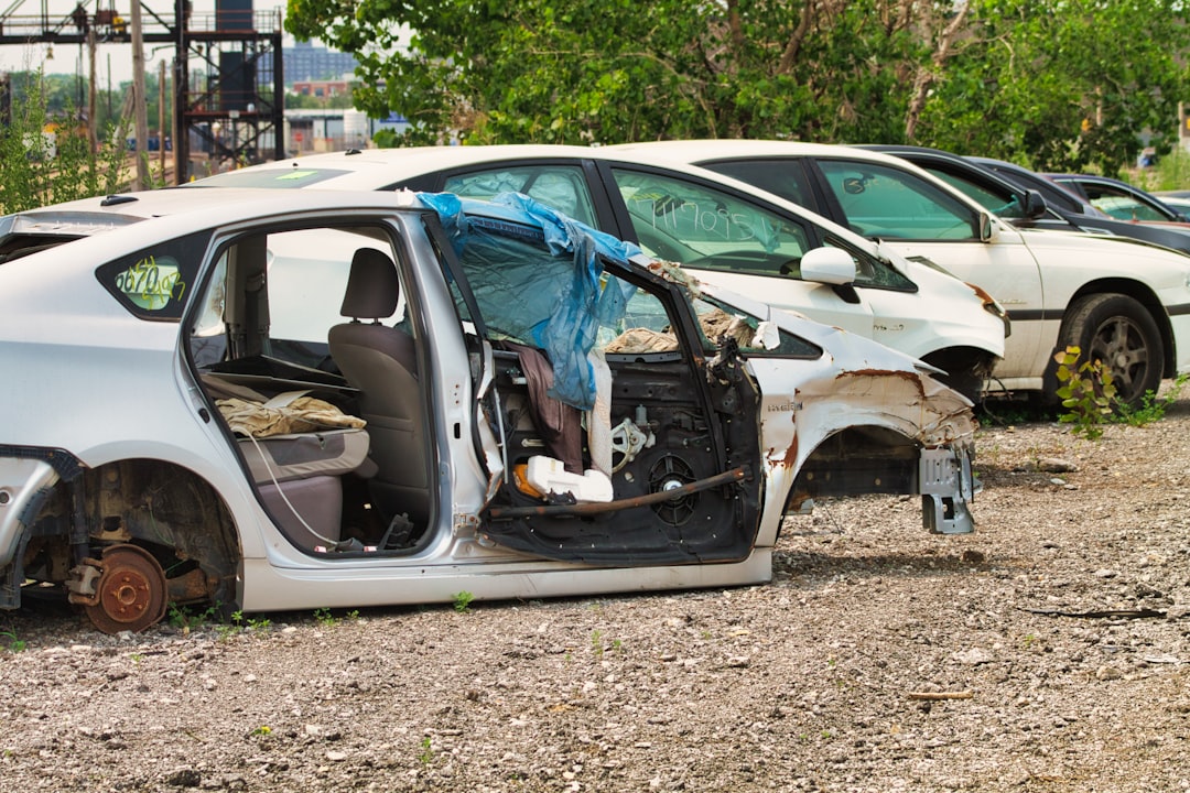 une voiture qui repose dans la terre