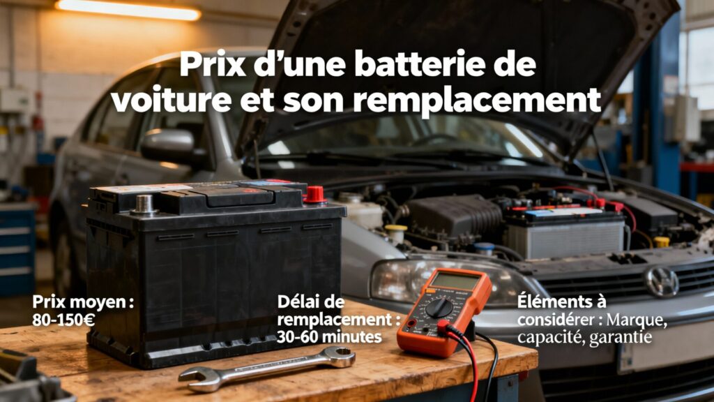 Quel est le prix d'une batterie de voiture et son remplacement ? with any text