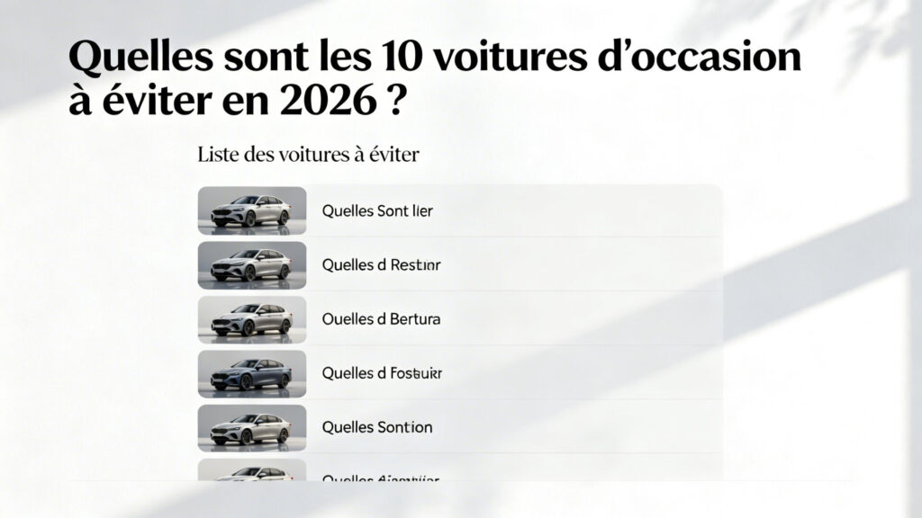 Quelles sont les 10 voitures d'occasion à éviter en 2026 ? with any text