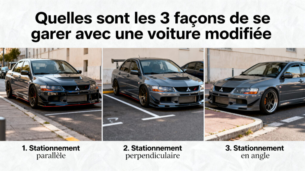 Quelles sont les 3 façons de se garer avec une voiture modifiée with any text