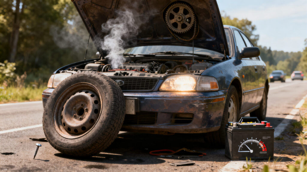 Les principales causes d'une panne de voiture en roulant without any text