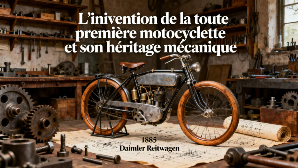 L'invention de la toute première motocyclette et son héritage mécanique with any text