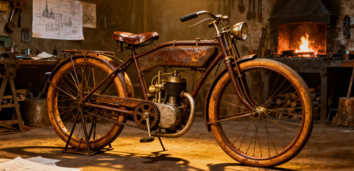 linvention-de-la-toute-premiere-motocyclette-et-son-heritage-mecanique-without-any-text L'invention de la toute première motocyclette et son héritage mécanique without any text