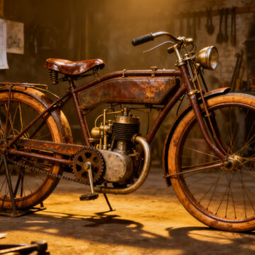 L'invention de la toute première motocyclette et son héritage mécanique without any text