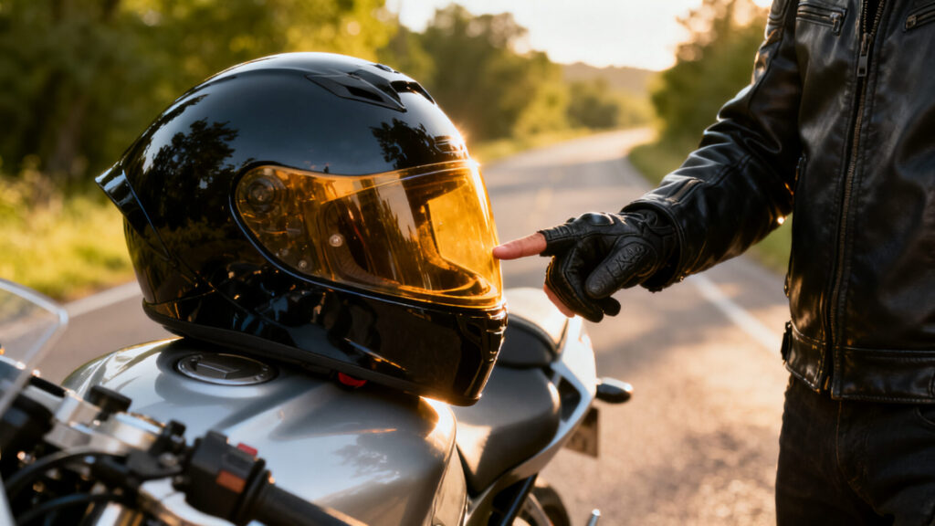 Pourquoi les motards tapent-ils leur casque : le secret de ce geste without any text