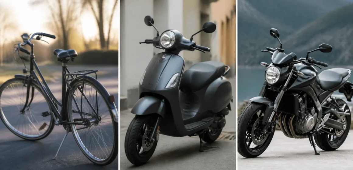 Comment appelle-t-on un véhicule à deux roues ? Vélo, scooter ou moto without any text