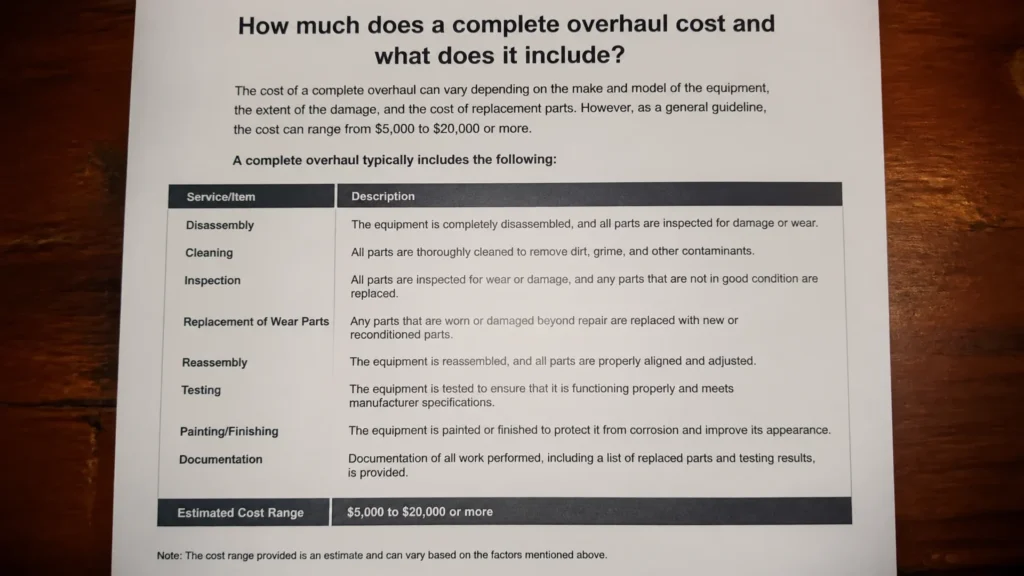 How much does a complete overhaul cost and what does it include? 