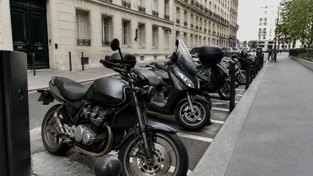 Parking a motorcycle in Paris: locations, rates and free parking (without any text)