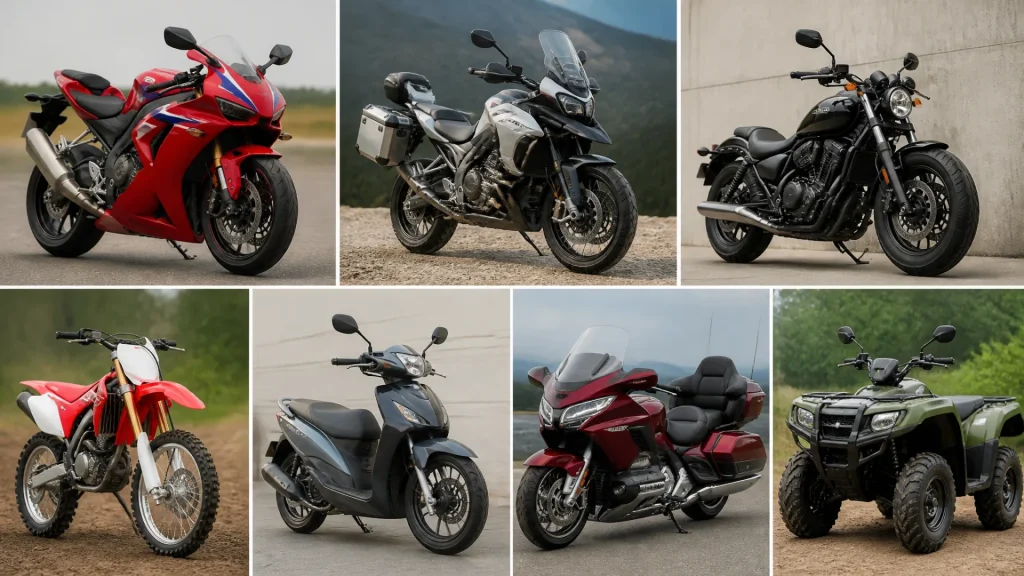 What type of motorcycle is a Honda? A guide to models and uses (without any text)