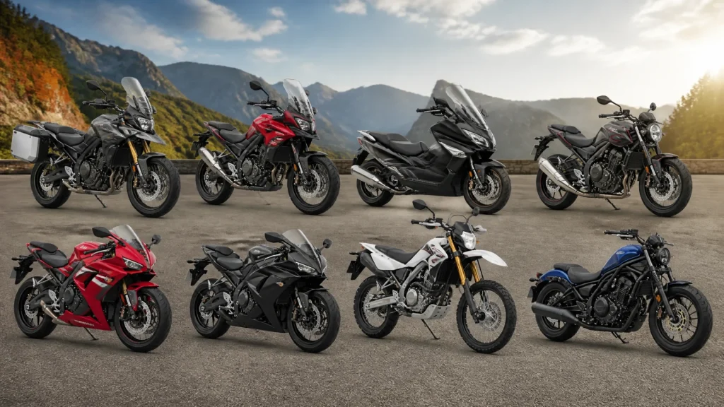 What type of motorcycle is a Honda? A guide to models and uses (without any text)