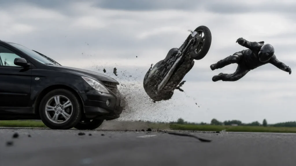 Which is more dangerous, a car or a motorcycle? (no text)